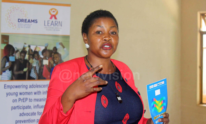 Mukono district local government secretary for health, gender and security, Samalie Musenero during the launch of LEARN Project. PHOTOS: Elvis Basudde 